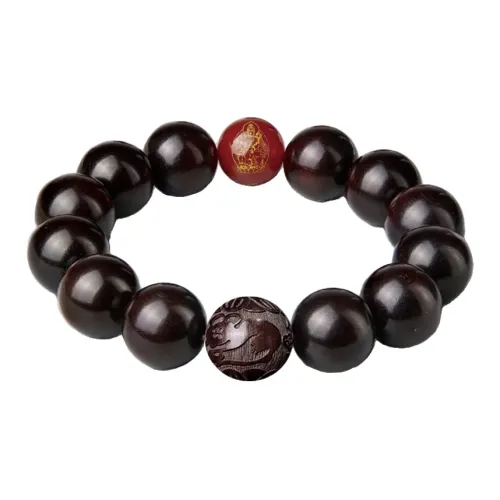 FANGYUANXIAOFU Laoshan Sandalwood Single Wrap Beaded Bracelet Womens