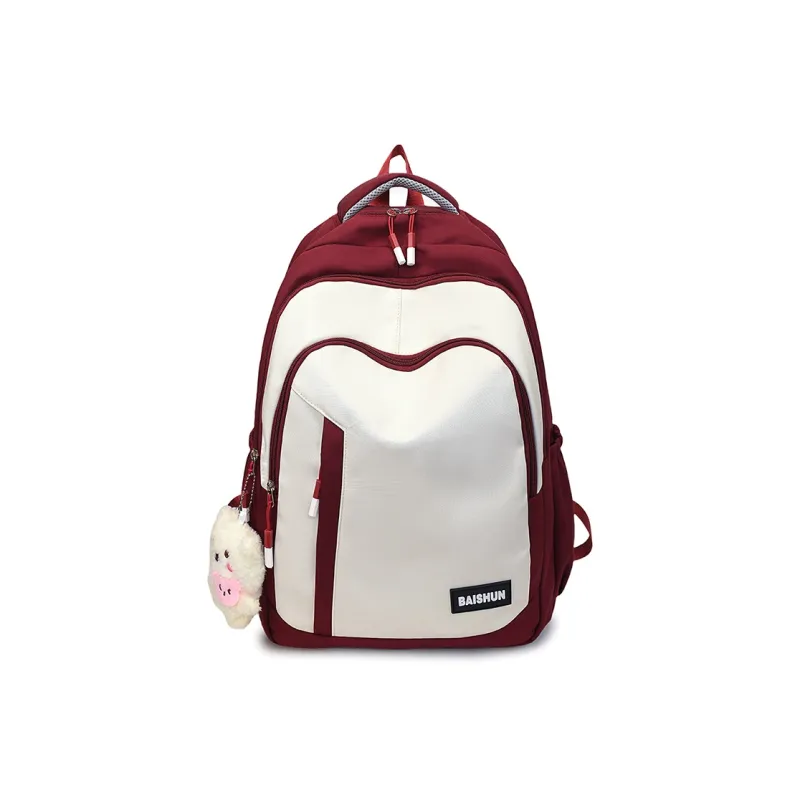 BRABOSTON Nylon Fabric Backpack Unisex Gray/Burgundy/Blue/Black/Khaki-4