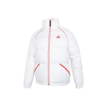 adidas Men's Striped Stand Collar Down Jacket White