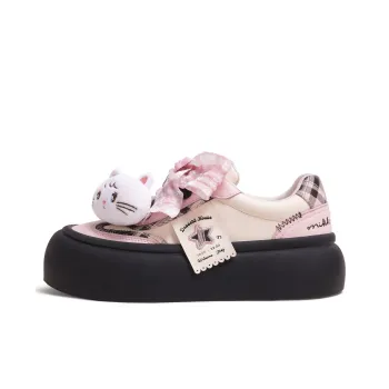 MIKKO ILLUSTRATIONS x TTKJ Mikko Collaboration Preppy Style Plaid Chunky Shoes Skateboard Shoes Women's Black Pink
