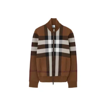 Burberry Checked High Neck Zipped Bomber Jacket