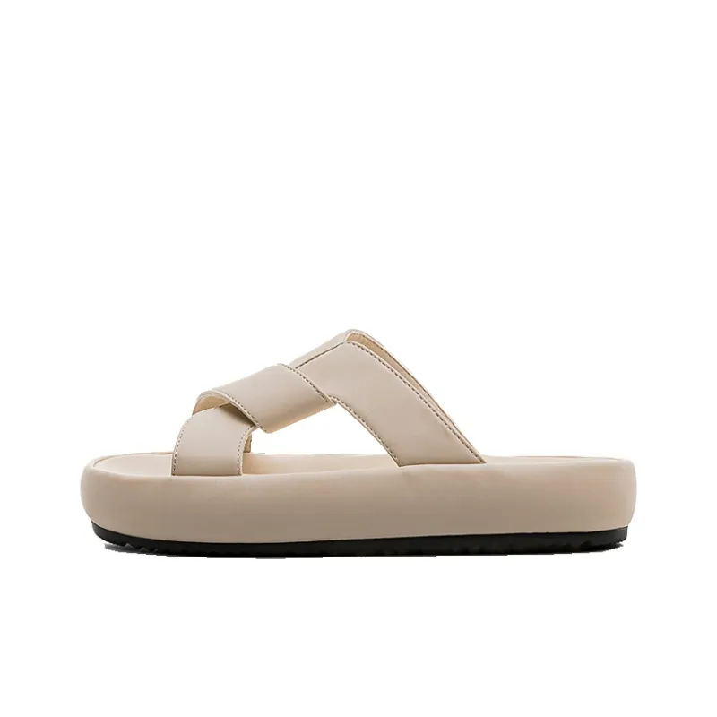 Warrior Stitching Slip Resistant Abrasion Resistant Slide Slippers Women's Beige-0