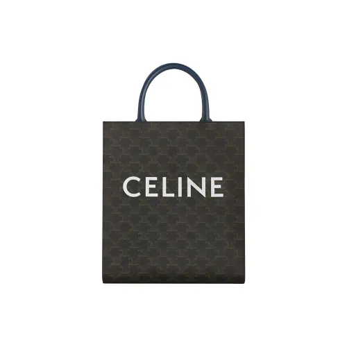 CELINE Cabas Canvas With Leather Trunk Bag Tote Bag Shopping Bag Handbag Small Size Unisex Black