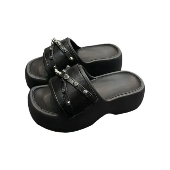 Meter Platform Stud Slide Slippers For Women's EVA Summer Squashy And Bouncy Feeling Slippers Shoes