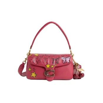 COACH Pillow Tabby Nappa Leather Shoulder Bag, Crossbody Bag, Handbag Large Size Women's Red