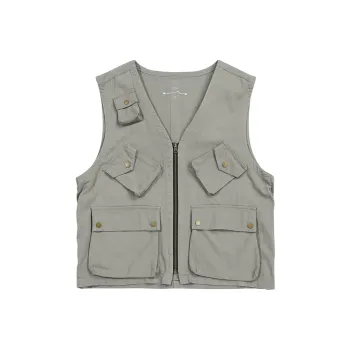 SET FUNS Spring And Fall Season Outdoor Style Vest Brand Logo Unisex Gray