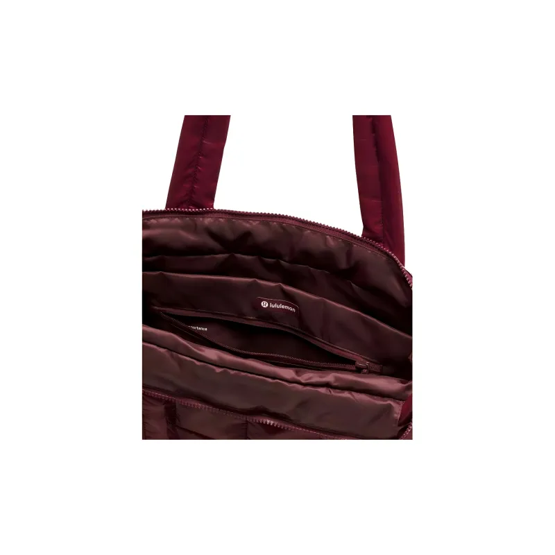 Lululemon Quilted Nylon Tote Bag Shopping Bag Handbag Regular Women's Deep Red-2