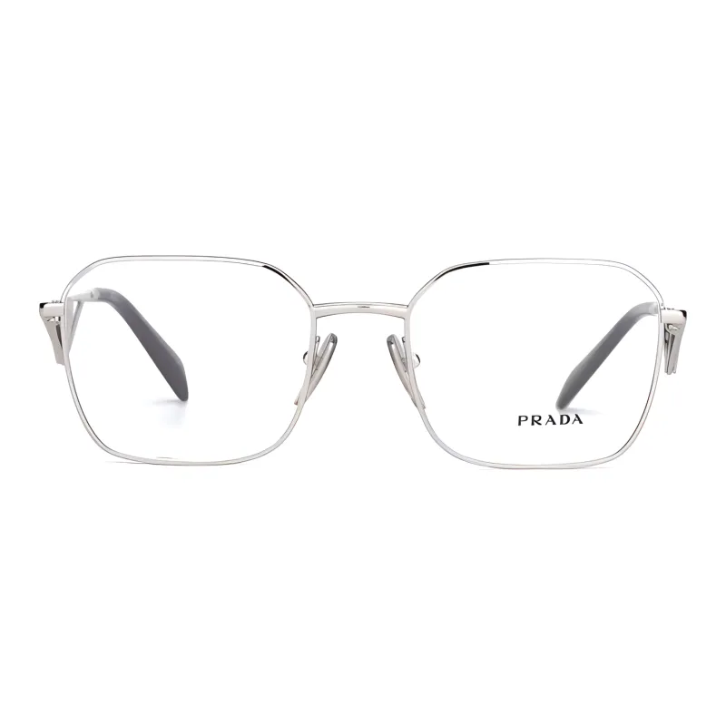 PRADA Metal Irregular Shape Eyeglass Frames Women's Silver-1
