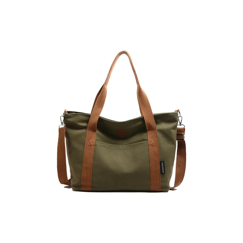 GOBLIN SHARKS 1759 Canvas Bag, Shoulder Bag Medium Size Unisex White/Khaki/Green/Dark Gray-14