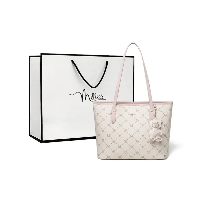 MILLIE'S Synthetic Leather Tote Bag, Shopping Bag, Portable Underarm Shoulder Bag Regular Women's Pink-0