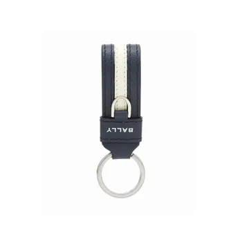 BALLY Cow Leather Keychains Unisex Dark Blue