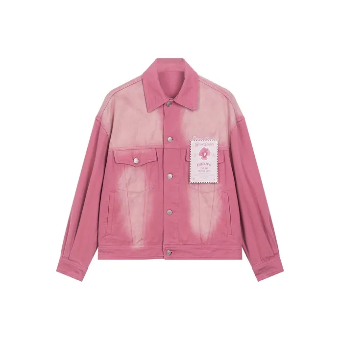 Bosieagender Denim Jackets Unisex Washed Denim Pink-0