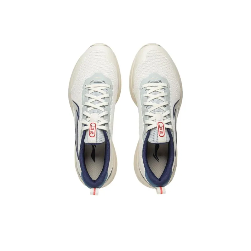 LiNing Light Cloud Abrasion Resistant Slip Resistant Low Top Casual Running Shoes Men's White Blue-3