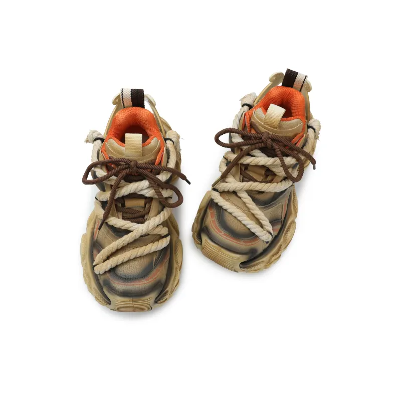 X·LUN Cushioning, Slip Resistant, And Breathable Low Top Chunky Sneakers Unisex Desert-4