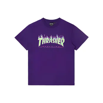 Thrasher Drop Shoulder Sleeve T-Shirt Unisex Purple Japan Version