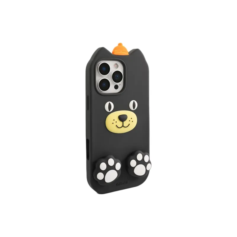 Sopi Silicone Material Black Lucky Cat Phone Cases Compatible With IPhone 16/15 Pro Max/Apple 13/14 Pro/Max-1