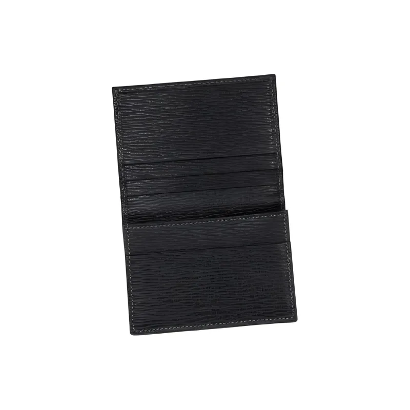 FERRAGAMO Leather Card Clip Wallets Men's Black-3
