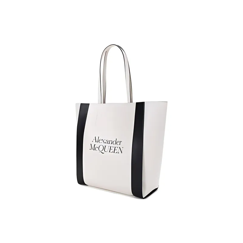 Alexander McQueen Leather Handbag, Shoulder Bag Women's Ivory & Black-1