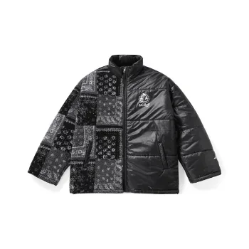 GENANX Letter Stand Collar Loose Fit Puffer Jacket Unisex