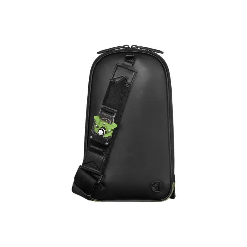MONTBLANC Stylish 3.0 Leather Sling Bag Men's Lime Green & Bordeaux Red-2