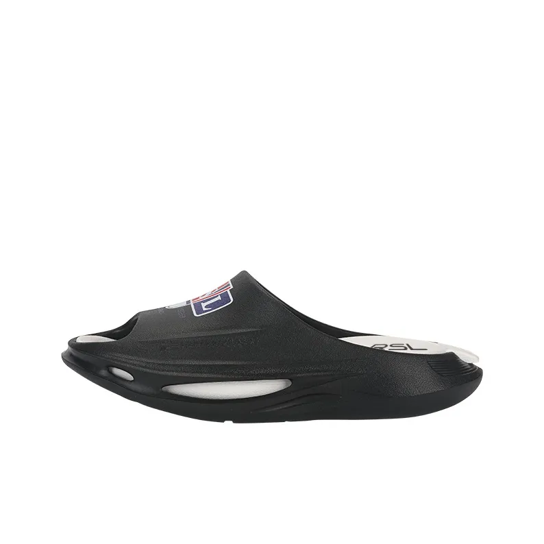 RSL Slip Resistant Abrasion Resistant Cushioning Slide Slippers Unisex Black White-0
