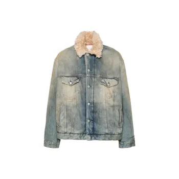 Acne Studios Shearling collar Distressed Denim Jacket