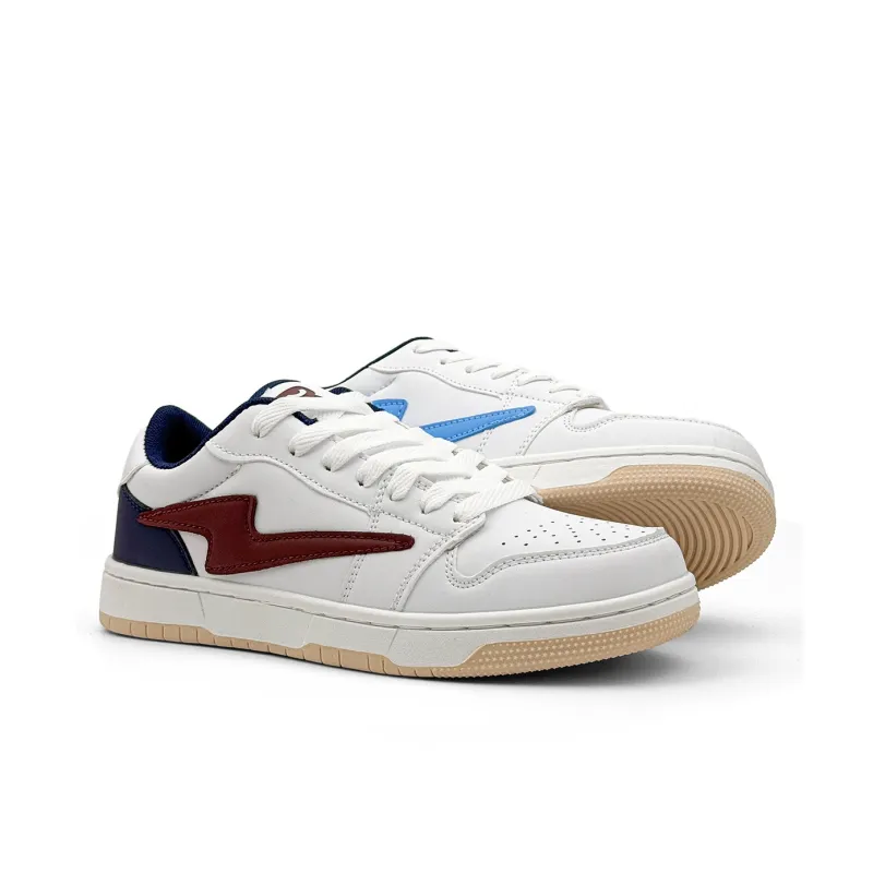 Mengsai Anti Slip Wear Resistant Low Top Skateboard Shoes Unisex Sapphire Mismatched-2