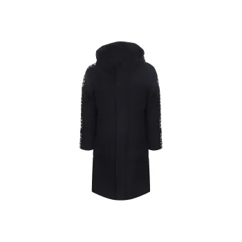 Anta Letter Hooded Loose Fit Long Down Jacket Men's Black