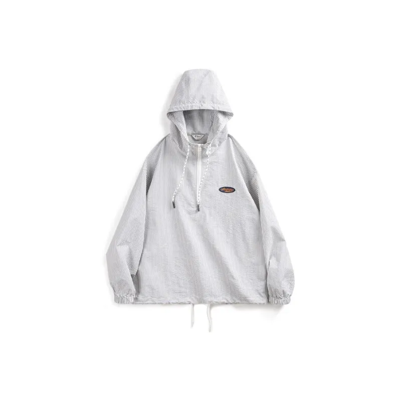 MADEN Sweatshirt Men's Gray White Stripes-0