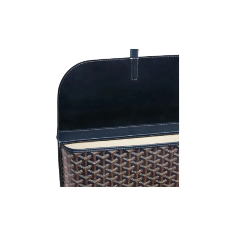 GOYARD Canvas With Calfskin Messenger Bag, Crossbody Bag, Shoulder Bag Unisex Dark Blue-3