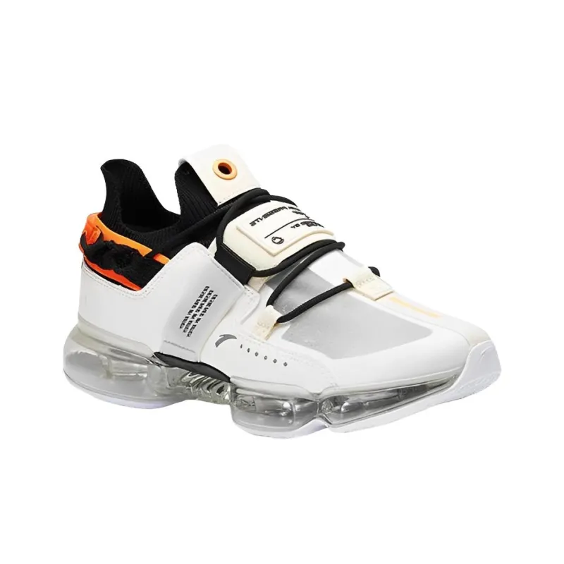 Anta Cushioned Wear Resistant Breathable Low Top Running Shoes Men's White Black-3