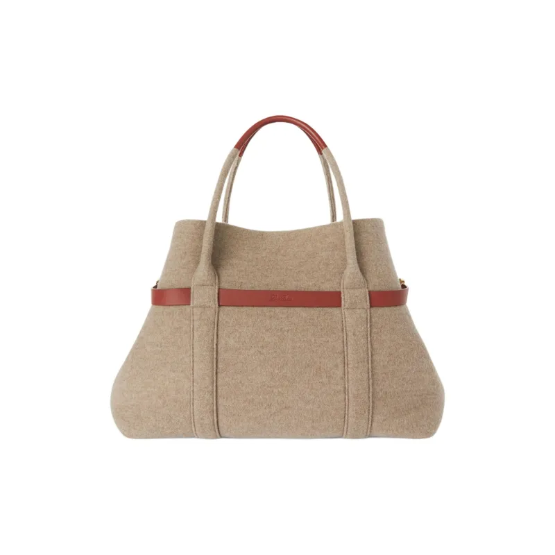 Loro Piana Ghiera Cashmere Tote Bag, Shopping Bag, Handbag Large Size Women's Natural Brown & Deep Plum & Sunlit Gold-2