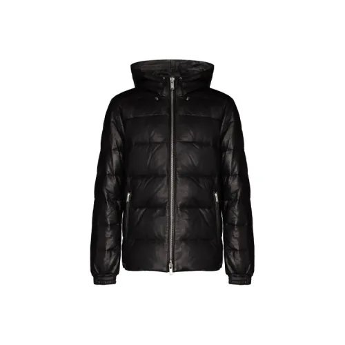 Moose Knuckles FW21 Solid Color Shiny Hooded Down Jacket Men's Black
