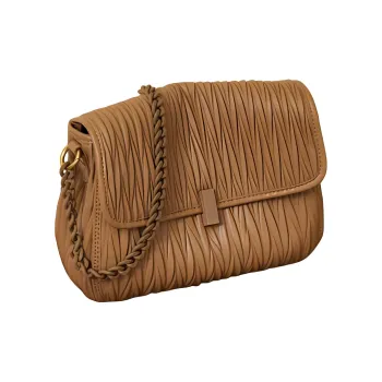 TOUCH MISS Cow Leather Portable Crossbody Bag Shoulder Bag Small Size Women's Wheat Skin