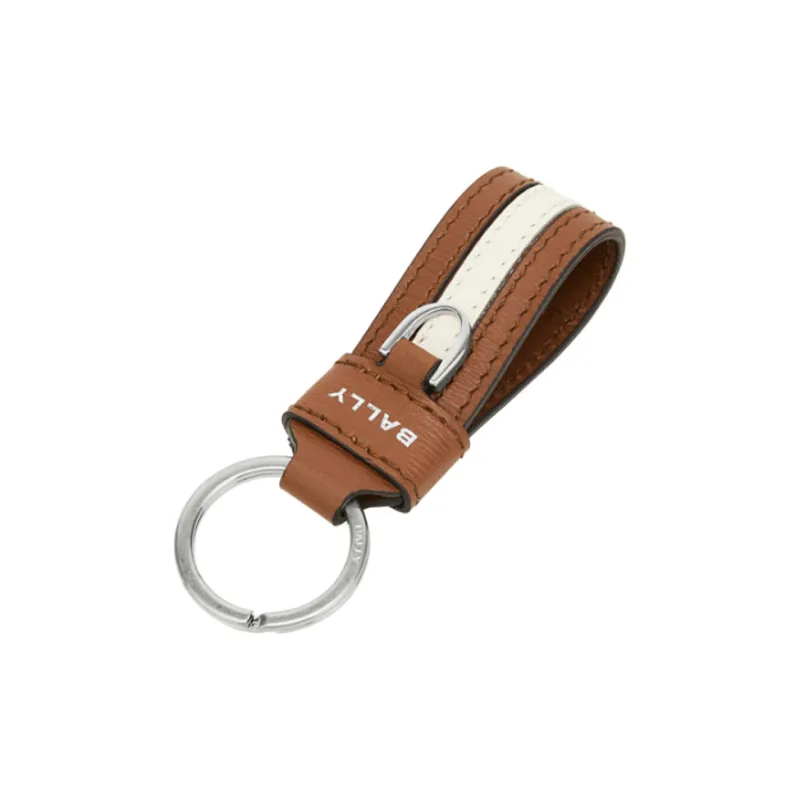BALLY Cow Leather Keychains Unisex Brown-2