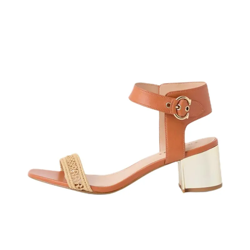 COACH Restored Marci One Strap Sandals 5.7cm Women's Orange-0