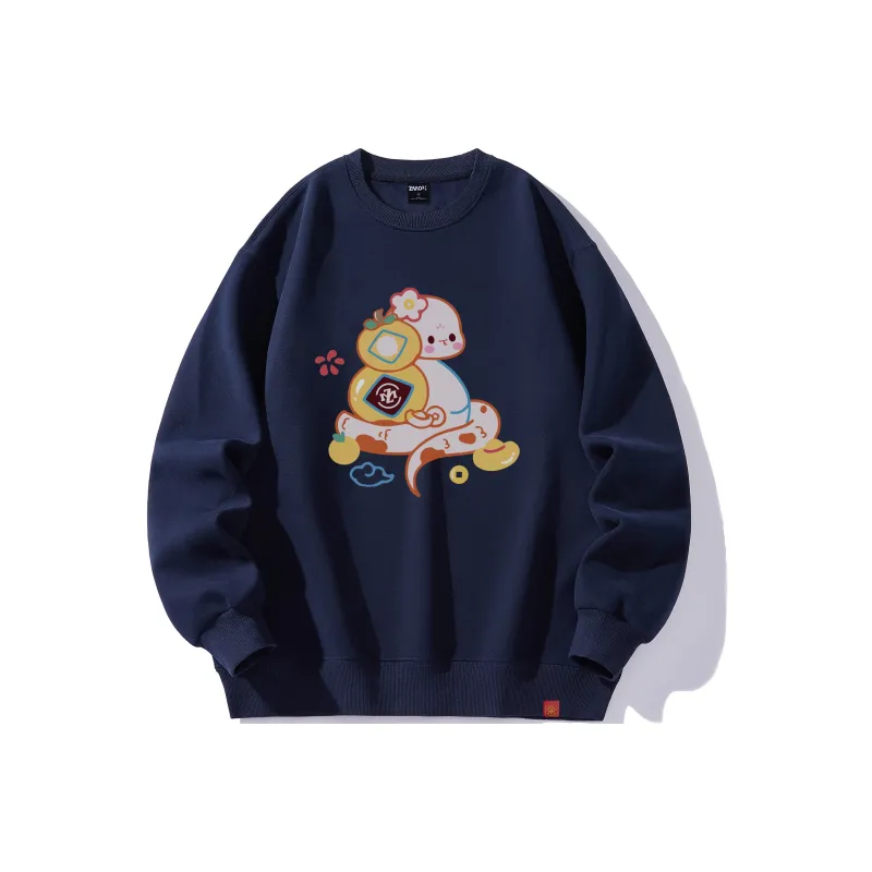 ZMOH Fleece Lined Crew Neck Sweatshirt Unisex-3