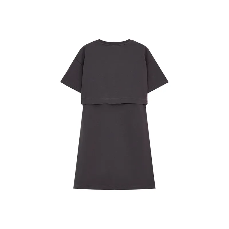 ELF SACK Short Sleeved Dress Women's Heart Gray-1