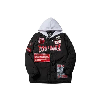 Zoo York Figure Print Letter Shape Abstract Pattern Baseball Collar Loose Fit Thickened Puffer Jacket Unisex
