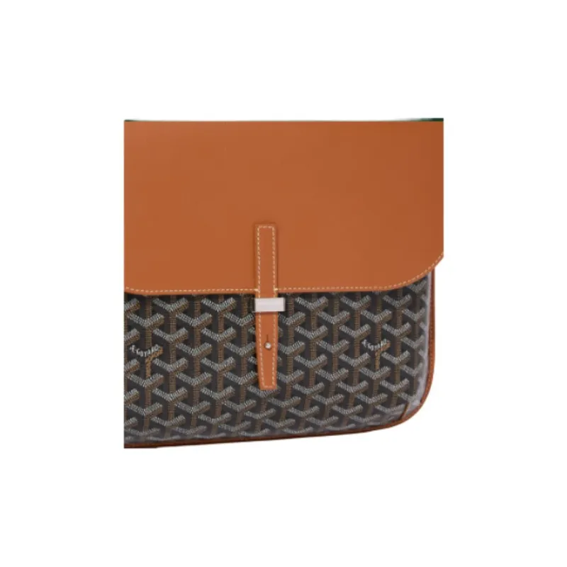 GOYARD Canvas With Calfskin Messenger Bag, Crossbody Bag, Shoulder Bag Unisex Black & Brown-4