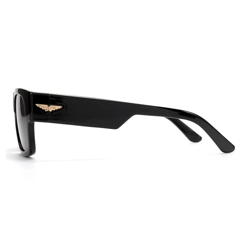 Police Plate Frame Square Sunglasses Unisex Black-2