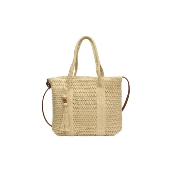 Single Warehouse Straw Woven Portable Crossbody Bag, Shoulder Bag Women's Khaki/Ecru