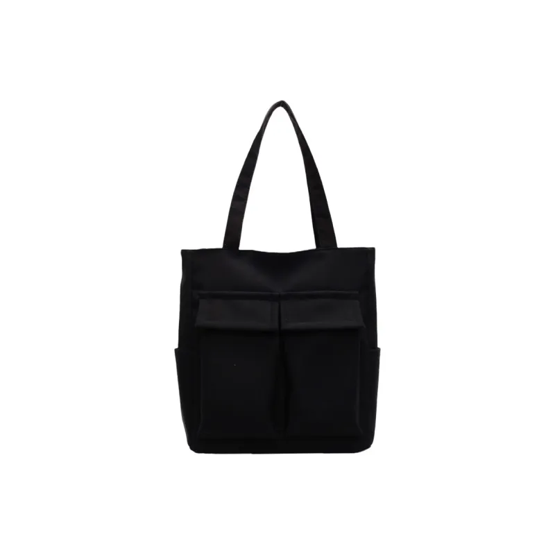 Wenpercy Fabric Tote Handbag, Shoulder Bag Unisex Dark Blue/Black-3