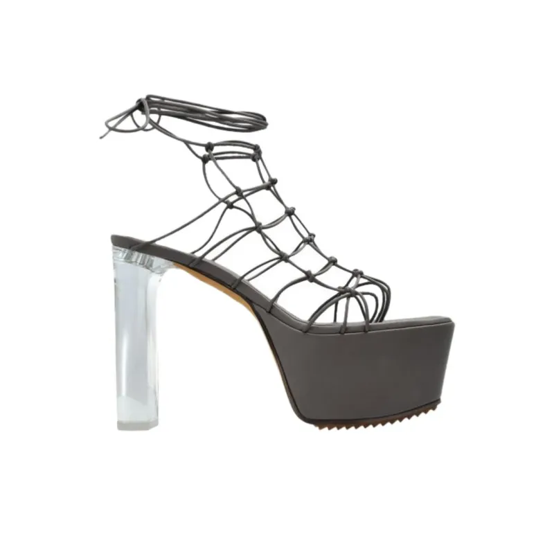 RICK OWENS/RO Web Platform One Strap Sandals 13cm Women's Gray-1