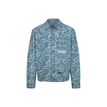 EVISU Denim Jackets Men Denim Blue All Over Print