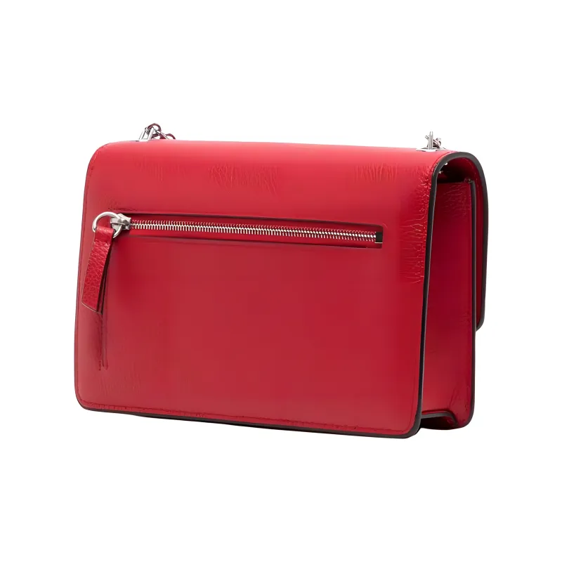Mulberry Grain Cow Leather Shoulder Bag, Crossbody Bag Trumpets Women's Red-1
