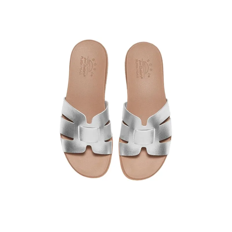 Skechers Slip Resistant Abrasion Resistant Slide Slippers Women's Silver-3