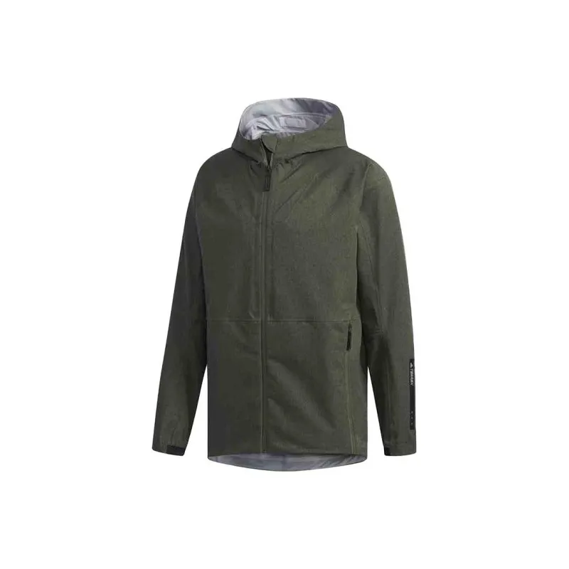 Adidas Waterproof And Windproof Windbreaker Jacket Men's Dark Green-0