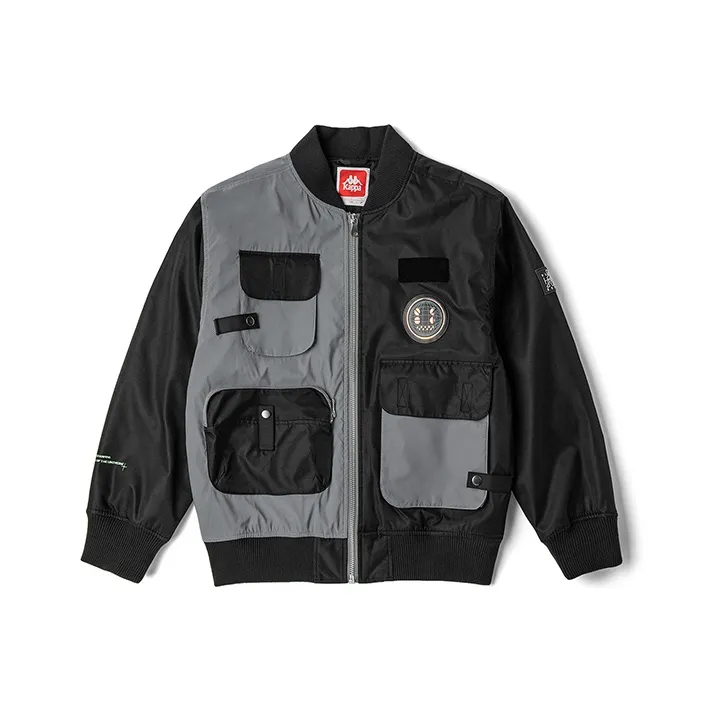 Kappa Colorblock Baseball Collar Puffer Jacket Unisex Black-0