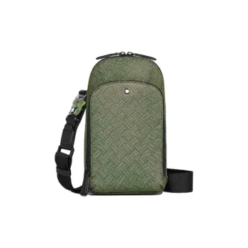 MONTBLANC Stylish 3.0 Leather Sling Bag Men's Lime Green & Bordeaux Red